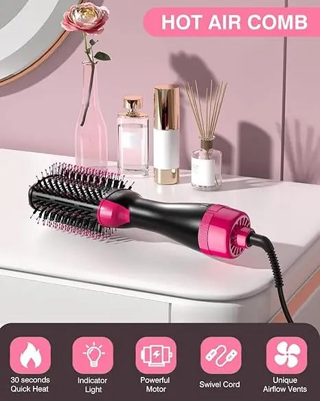 מברשת שיער חשמלית מקצועית 4 ב-1 Revolution Professional רבולושיין פרופשיונל One-Step Hair Dryer - ורוד